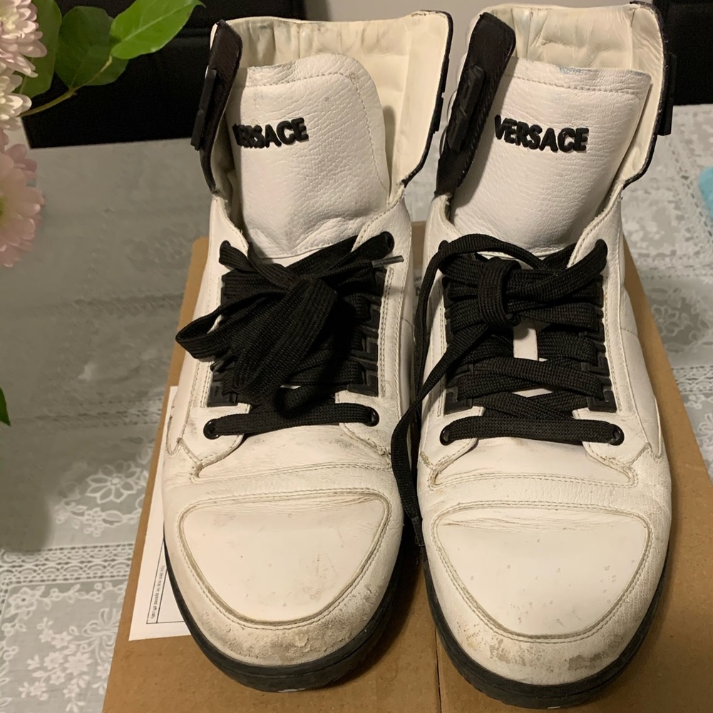 Versace high top logo sneakers